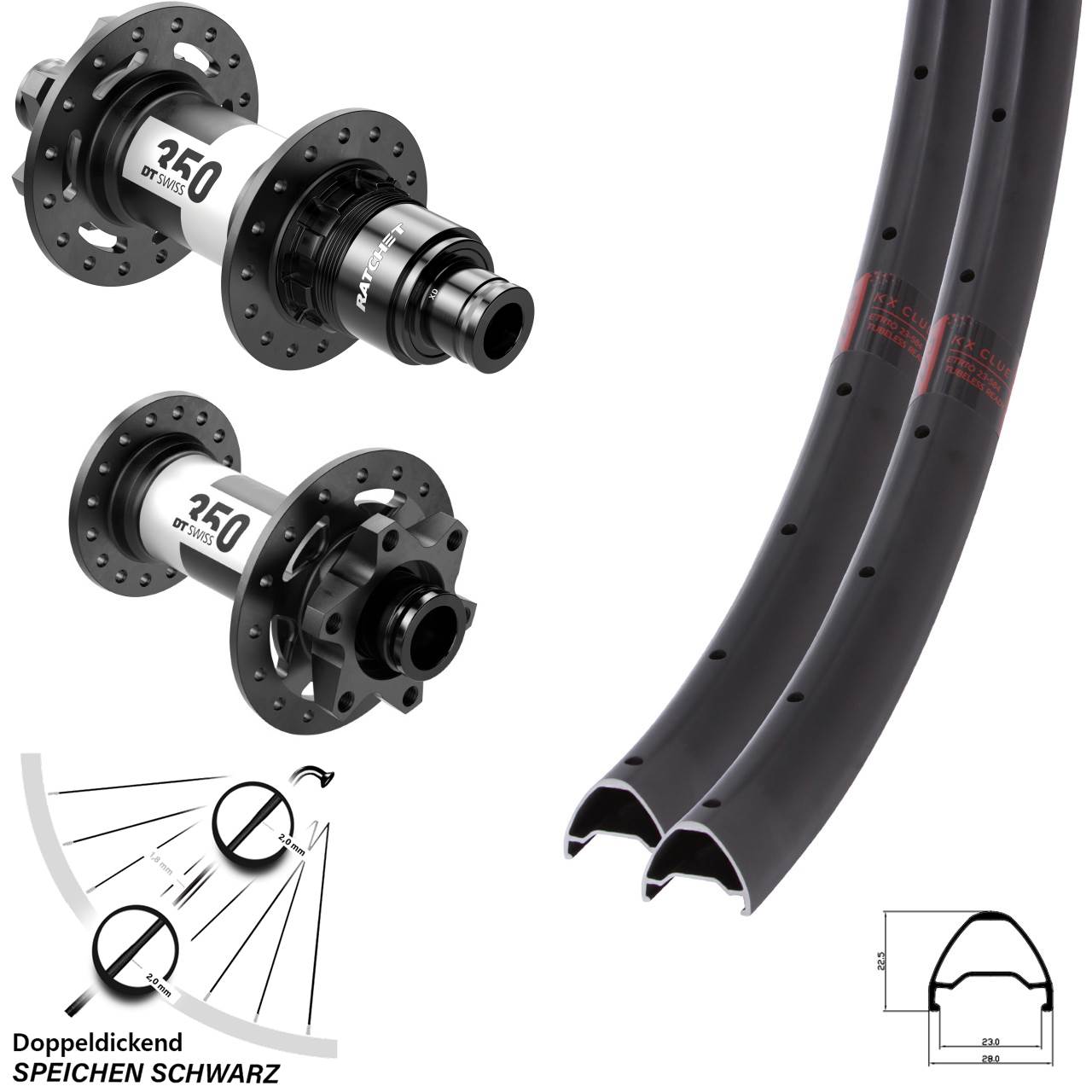 Laufradsatz 6-Loch 15x110 12x148 29 Zoll KX Clue DT Swiss 350 XD 11-12 fach