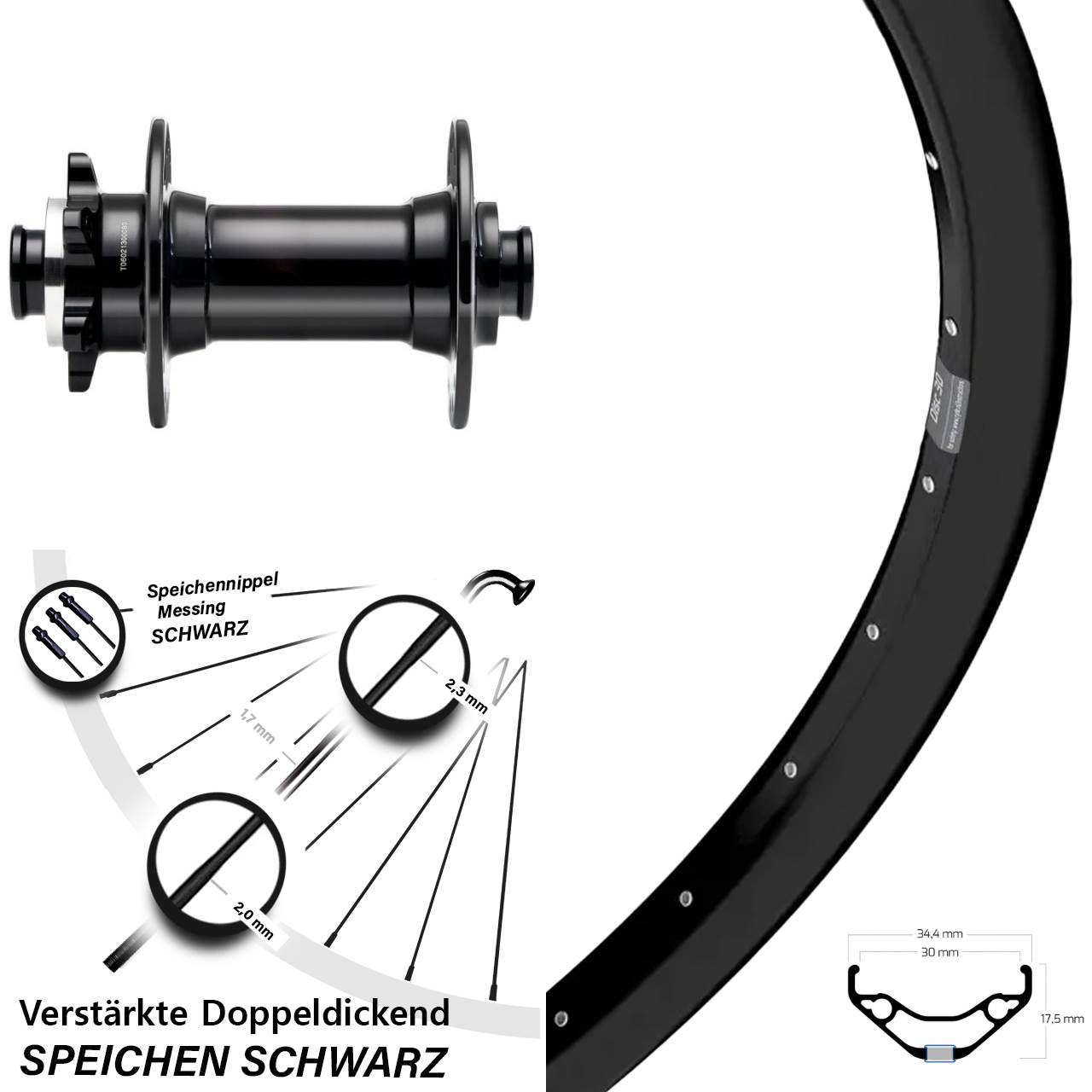 Ryde Disc 30 Novatec D341 29 Zoll 6-Loch Vorderrad 15x110 Boost