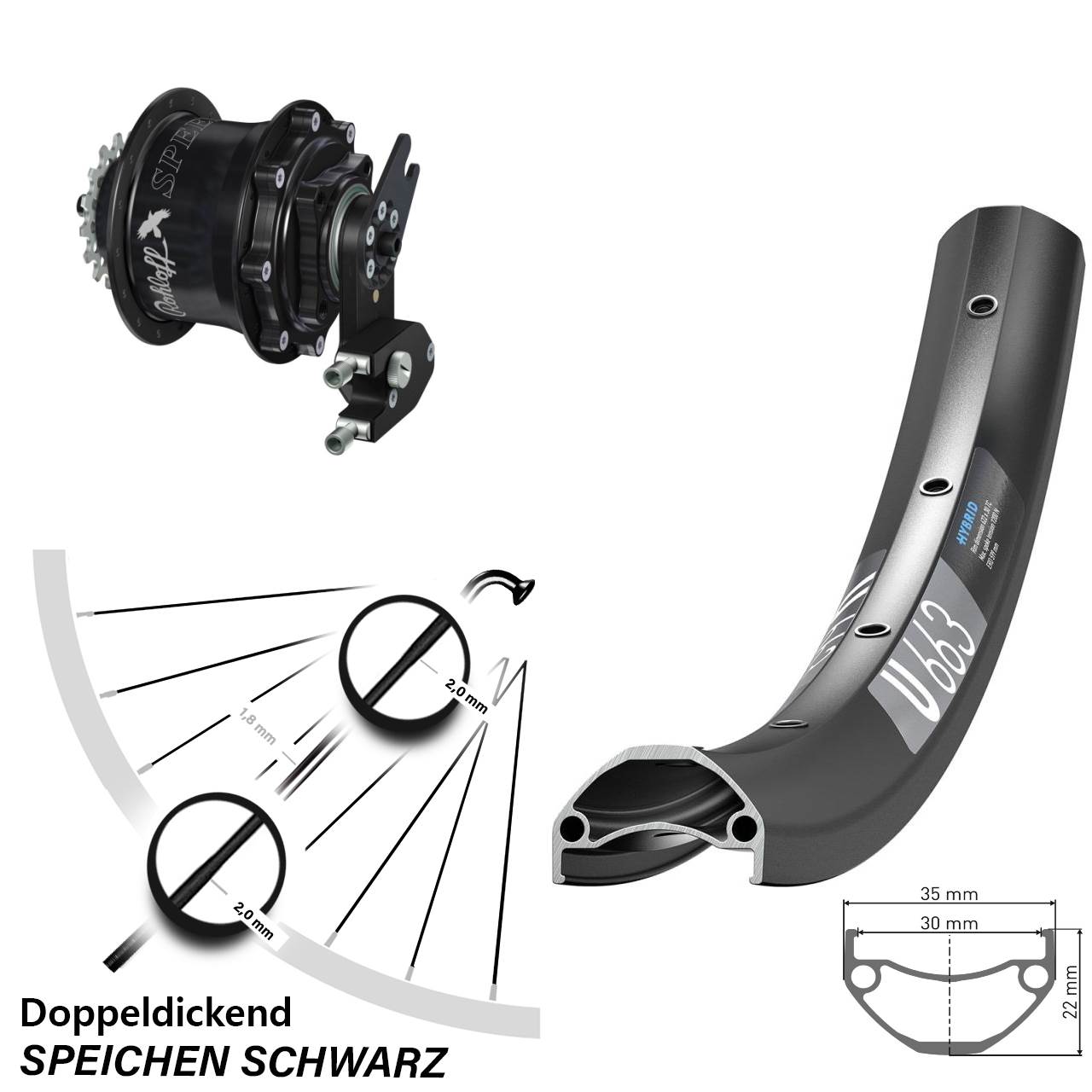 Disc Laufrad 26 Zoll DT Swiss U663 Rohloff Speedhub CC DB OEM2 Tandem