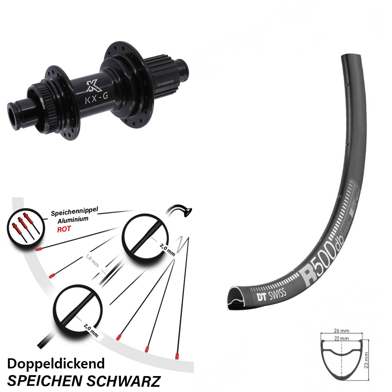 Hinterrad 28 Zoll DT Swiss R 500 KX-GS Micro Spline 12x142