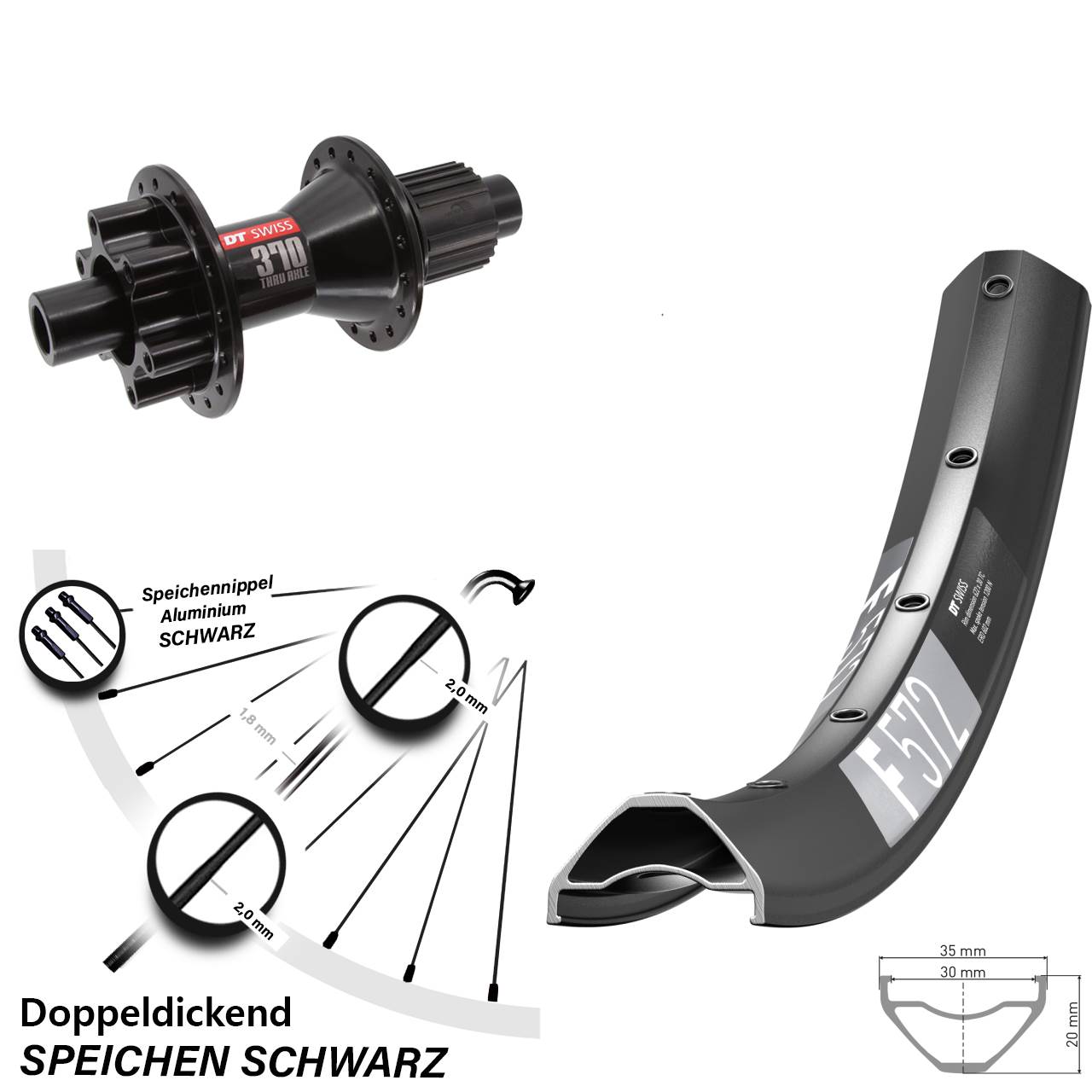 Disc Hinterrad 27,5 Zoll DT Swiss F572-370 Hybrid Micro Spline 12x142