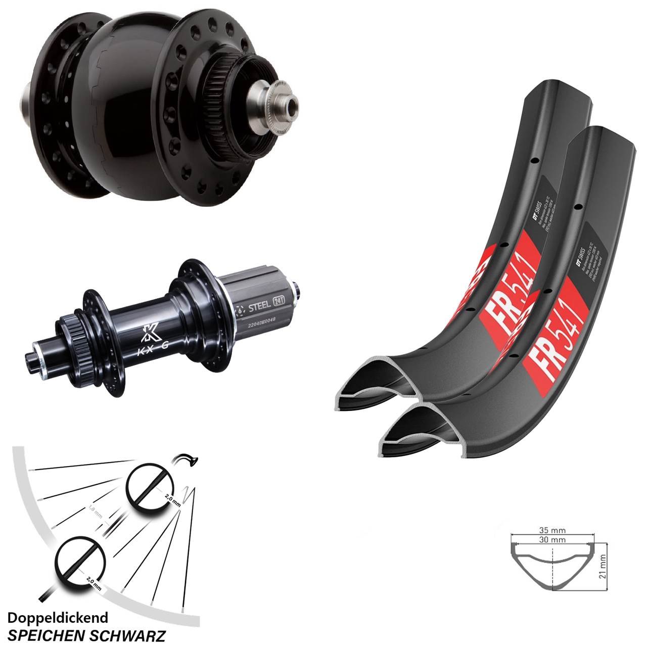 DT Swiss FR541 KX-GS verstärkt SON 28 29 Zoll Disc Laufradsatz QR 8-12 fach HG