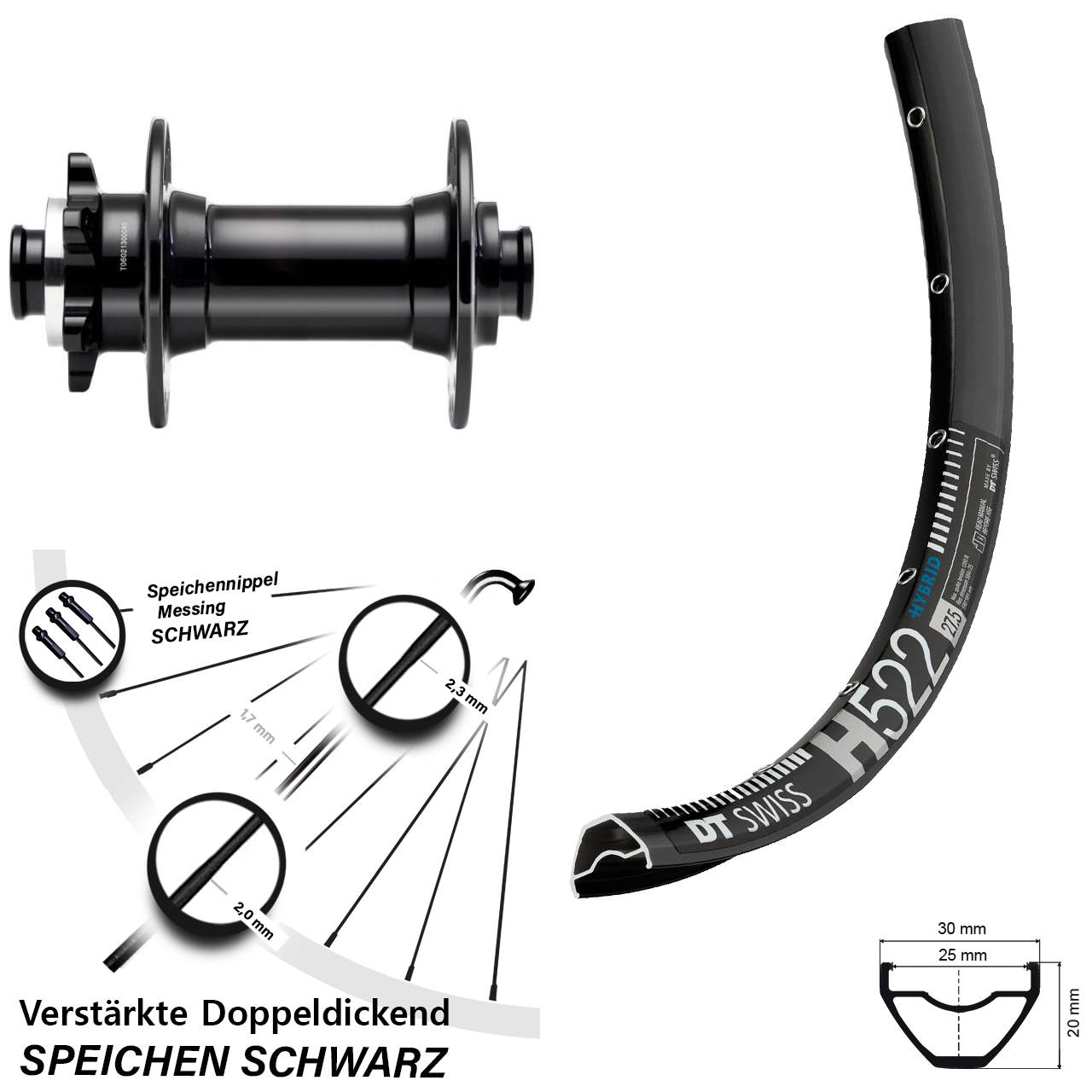 Boost Disc Laufrad 15x110 28-29 Zoll DT Swiss H522 Novatec D341-B15