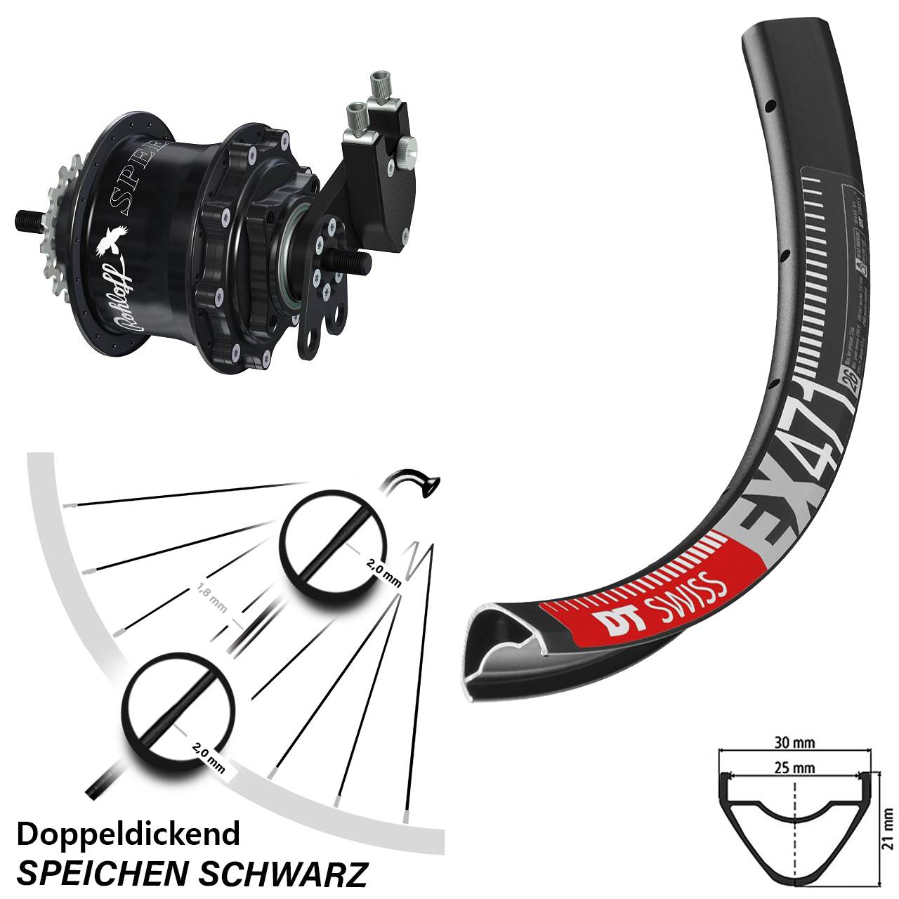 26 Zoll DT Swiss EX471 Rohloff Speedhub TS DB schwarz