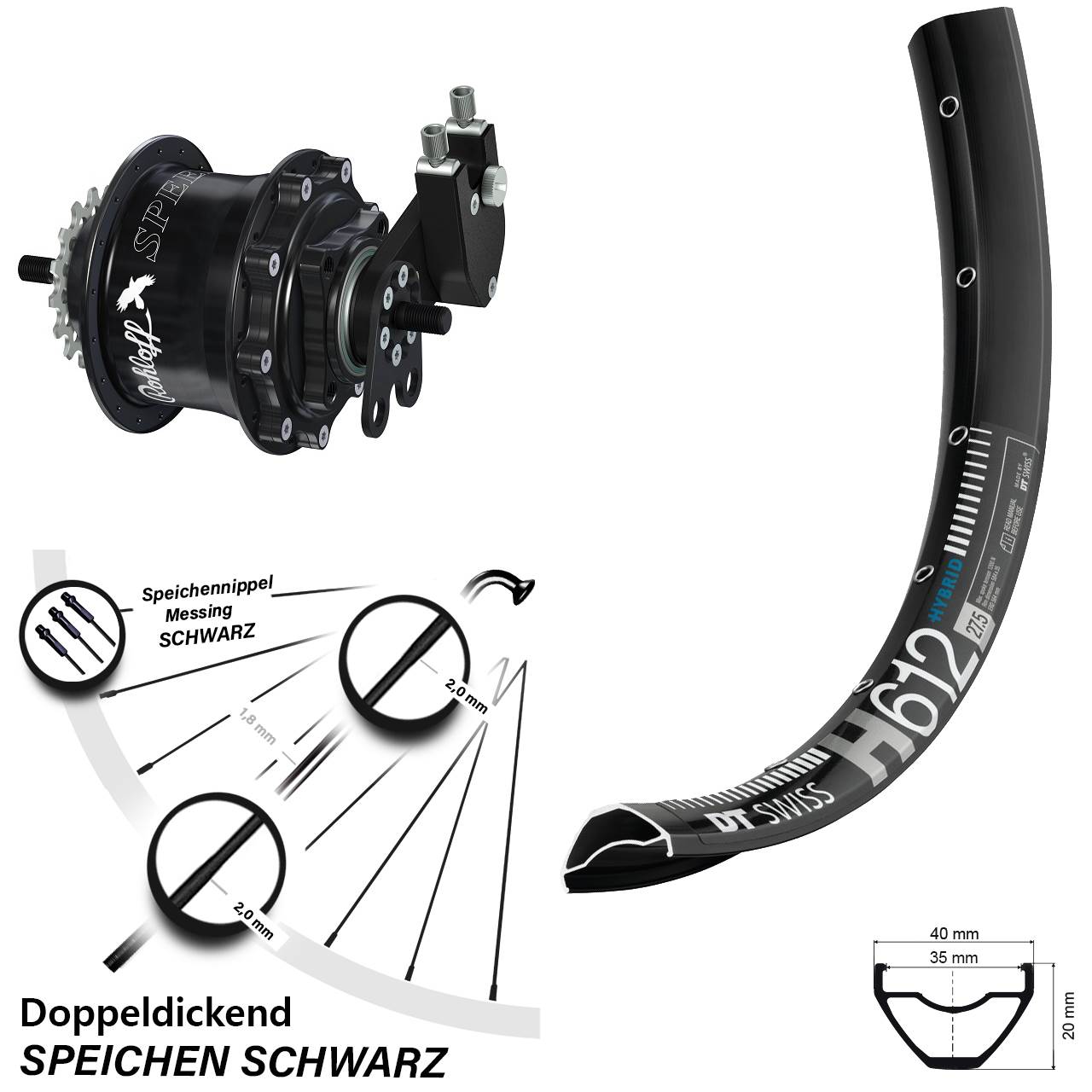 27,5 Zoll DT Swiss H612 Rohloff Speedhub 500/14 TS DB