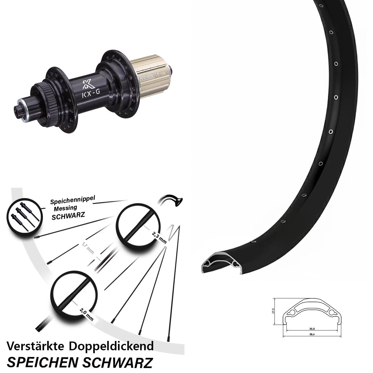 29 Zoll Hinterrad Ryde Disc 35 KX-G 8-12 fach für Schnellspanner