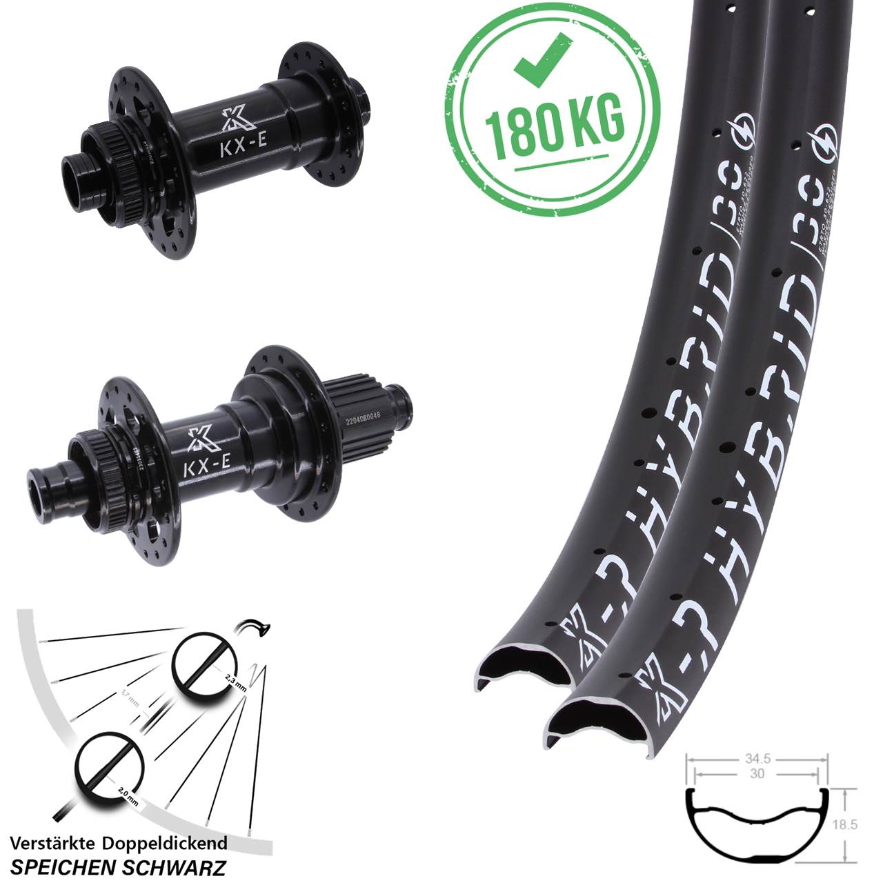 Laufradsatz 29 Zoll KXR-E Hybrid 30 Heavy Duty Micro Spline 15x110 12x148 Boost