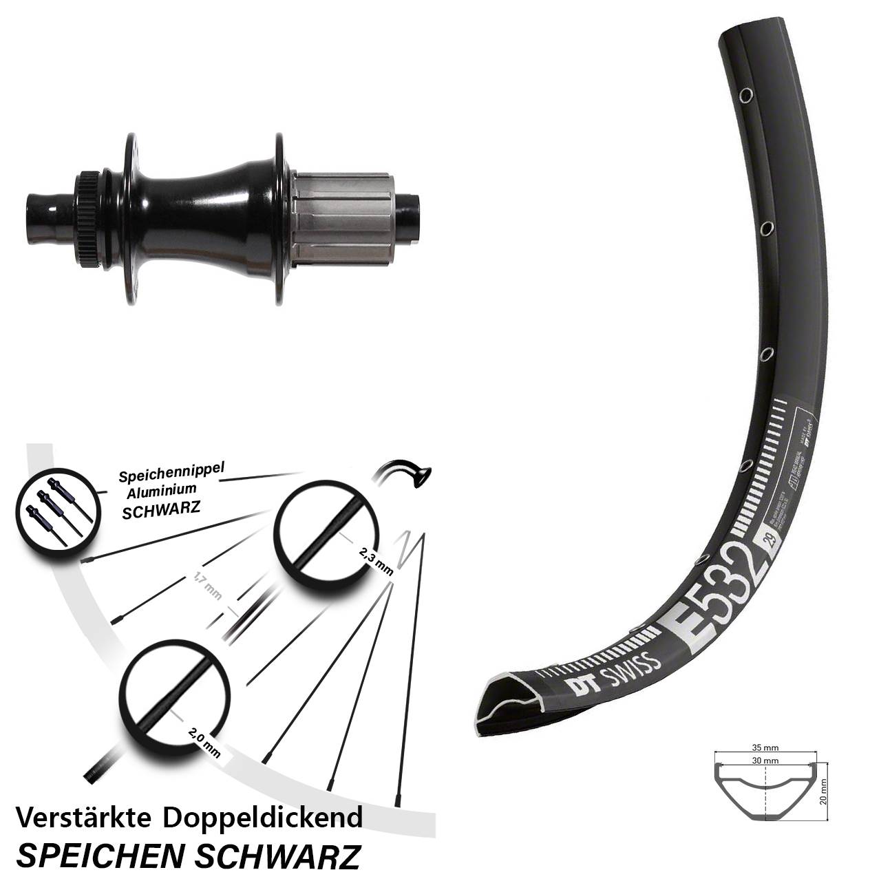 29 Zoll DT Swiss E532 Formula CL142S Centerlock Hinterrad 12x142 8-11 fach HG