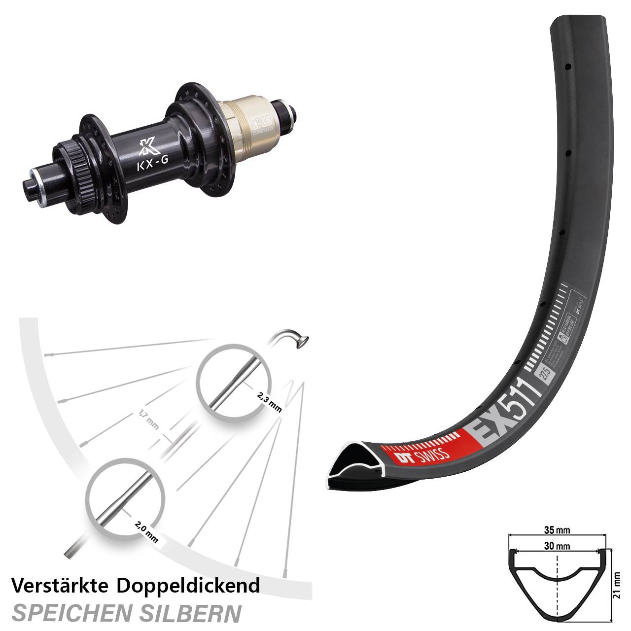 Centerlock Hinterrad 29 Zoll DT Swiss EX 511 KX-G XDR 11-12 fach QR