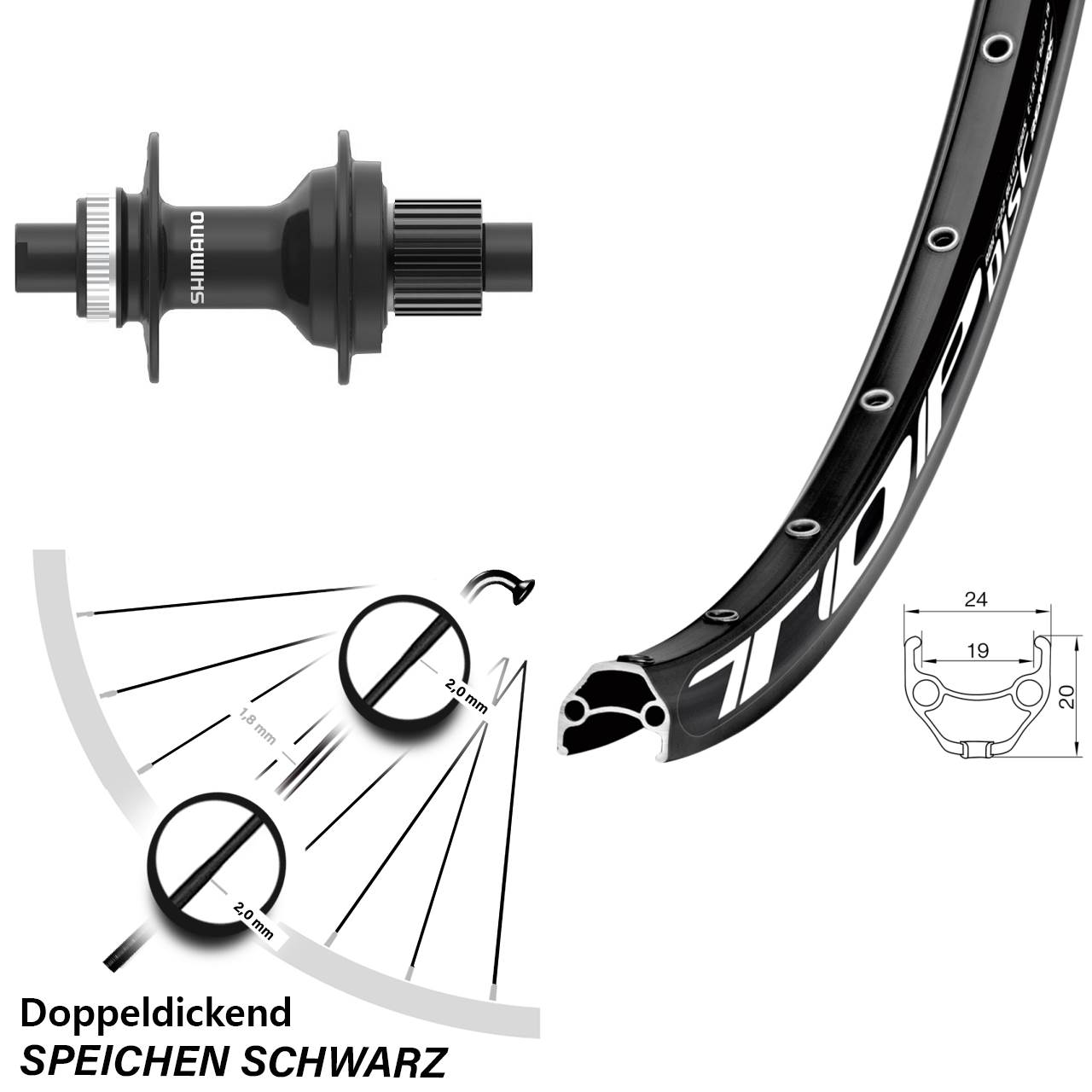 Remerx Disc Centerlock Hinterrad 28/29 Zoll Shimano FH-MT410 Micro Spline