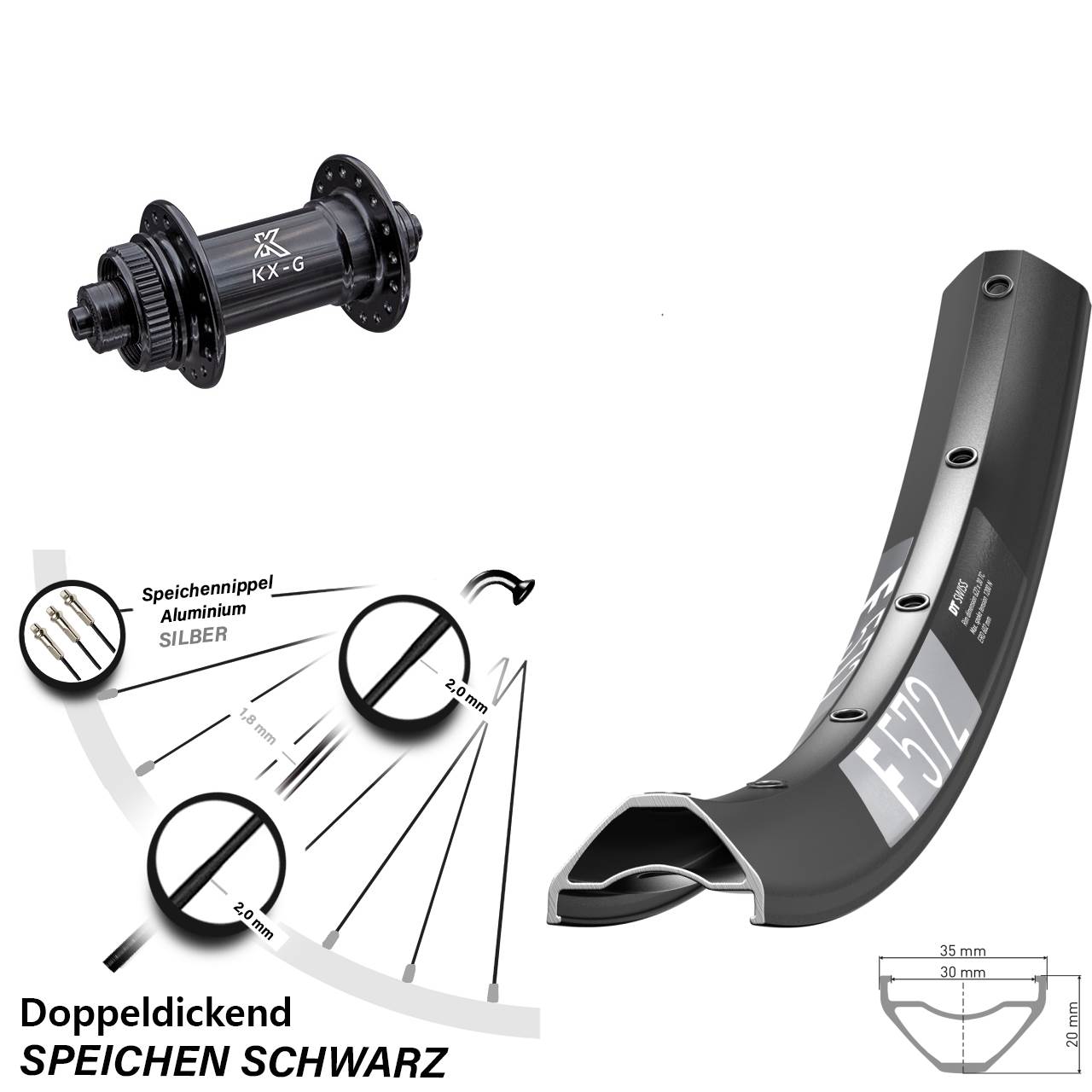 Disc Laufrad 27,5 Zoll DT Swiss F572 KX-G QR