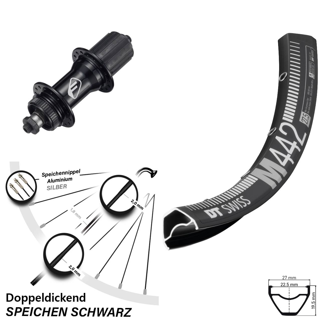 Disc Hinterrad 28-29 Zoll DT Swiss M 442 Formula CL-52 8-11 fach HG QR