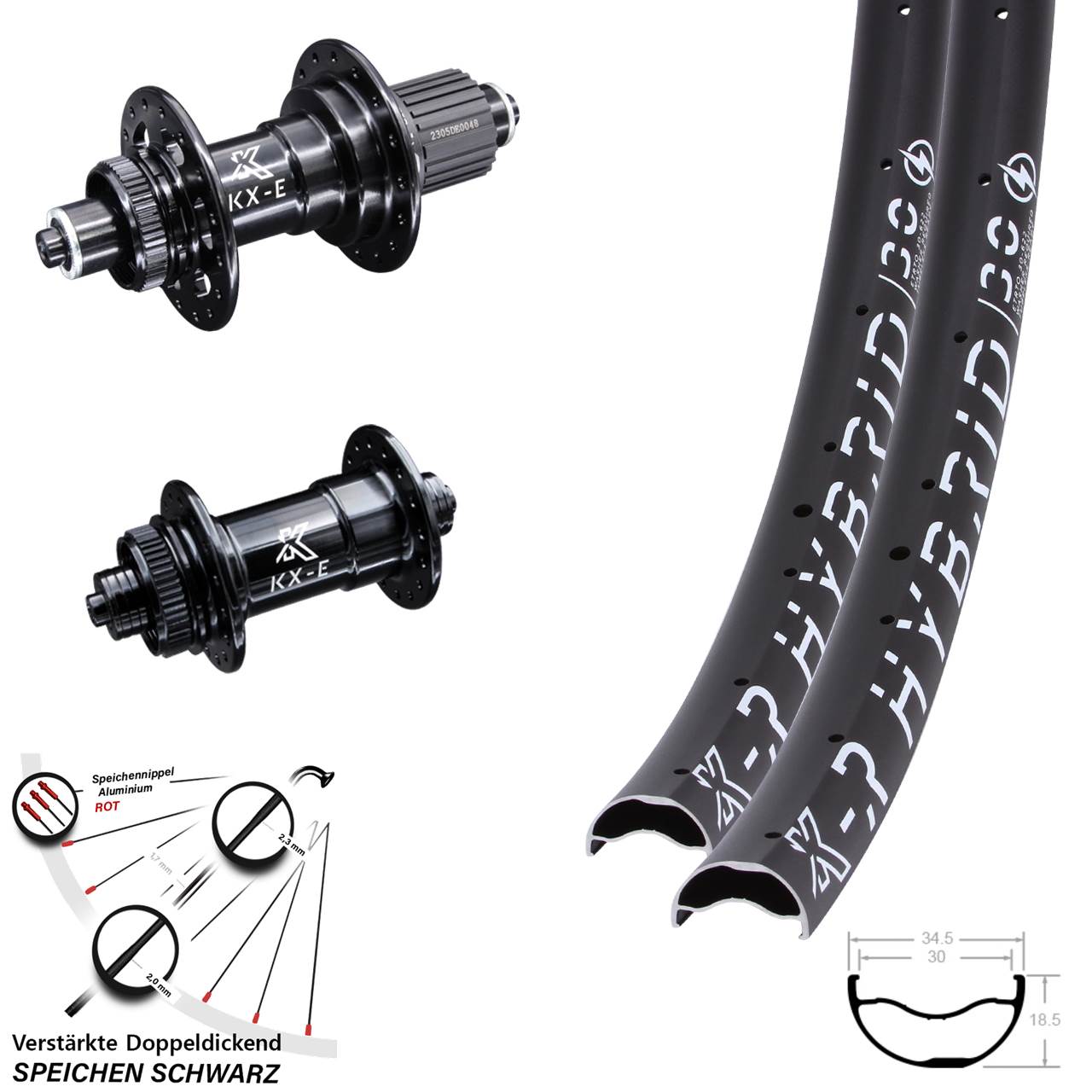 Laufrad-Satz QR 29 Zoll KXR-E Hybrid 30 Shimano Micro Spline