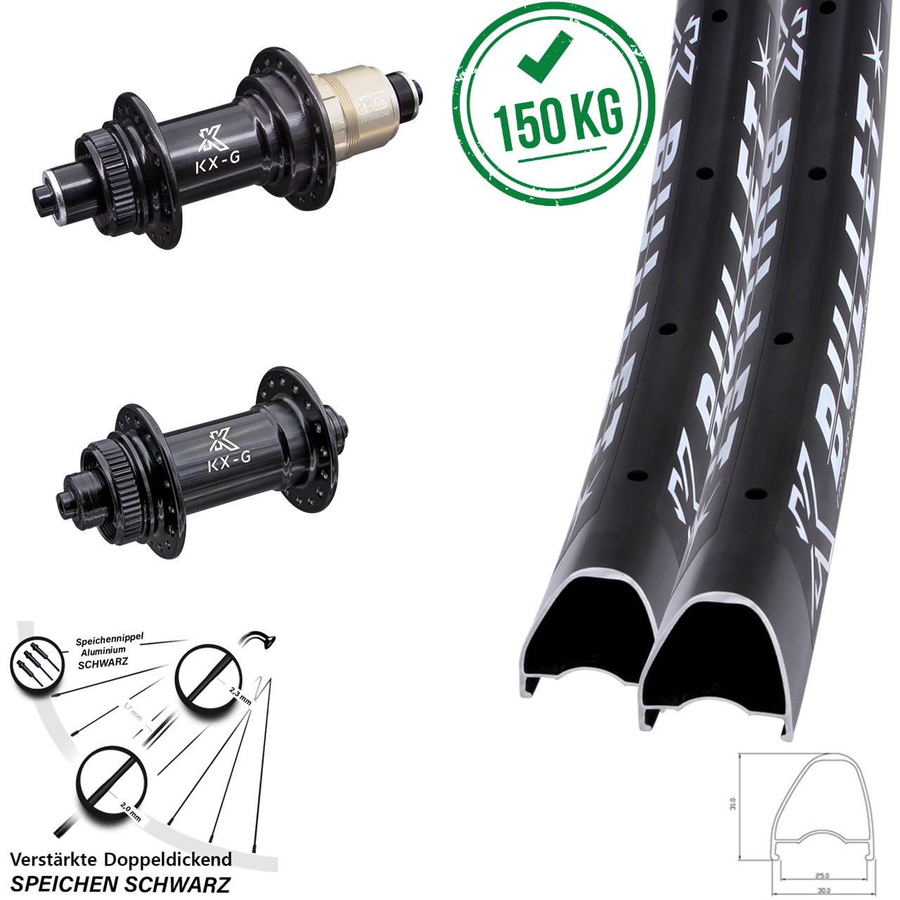 Centerlock Laufradsatz QR 28-29 Zoll KX-G Bullet OS SRAM XDR