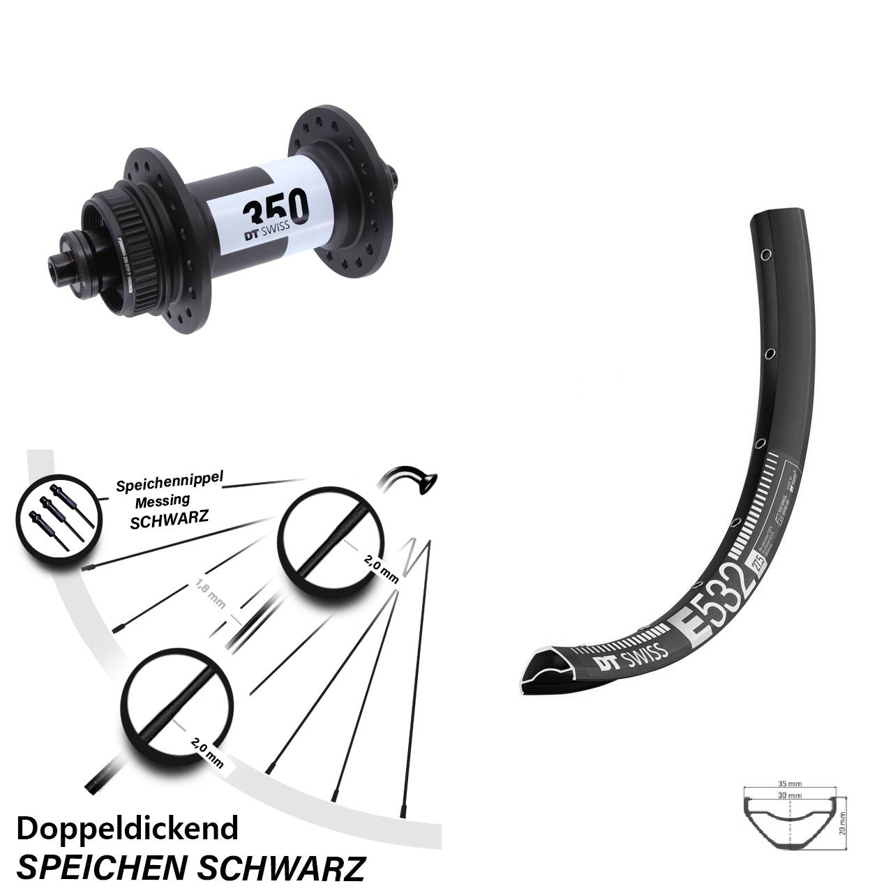 Disc Vorderrad 27,5 Zoll DT Swiss E532-350 für Schnellspanner