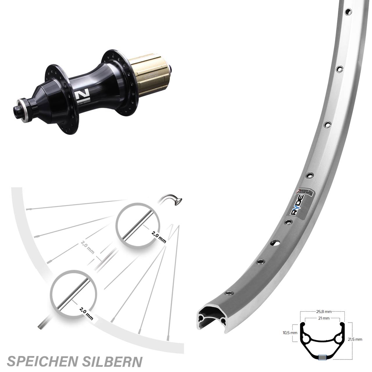 Ryde ZAC 421 Laufrad 27,5 Zoll Novatec F162SB 5x135 8-12 fach
