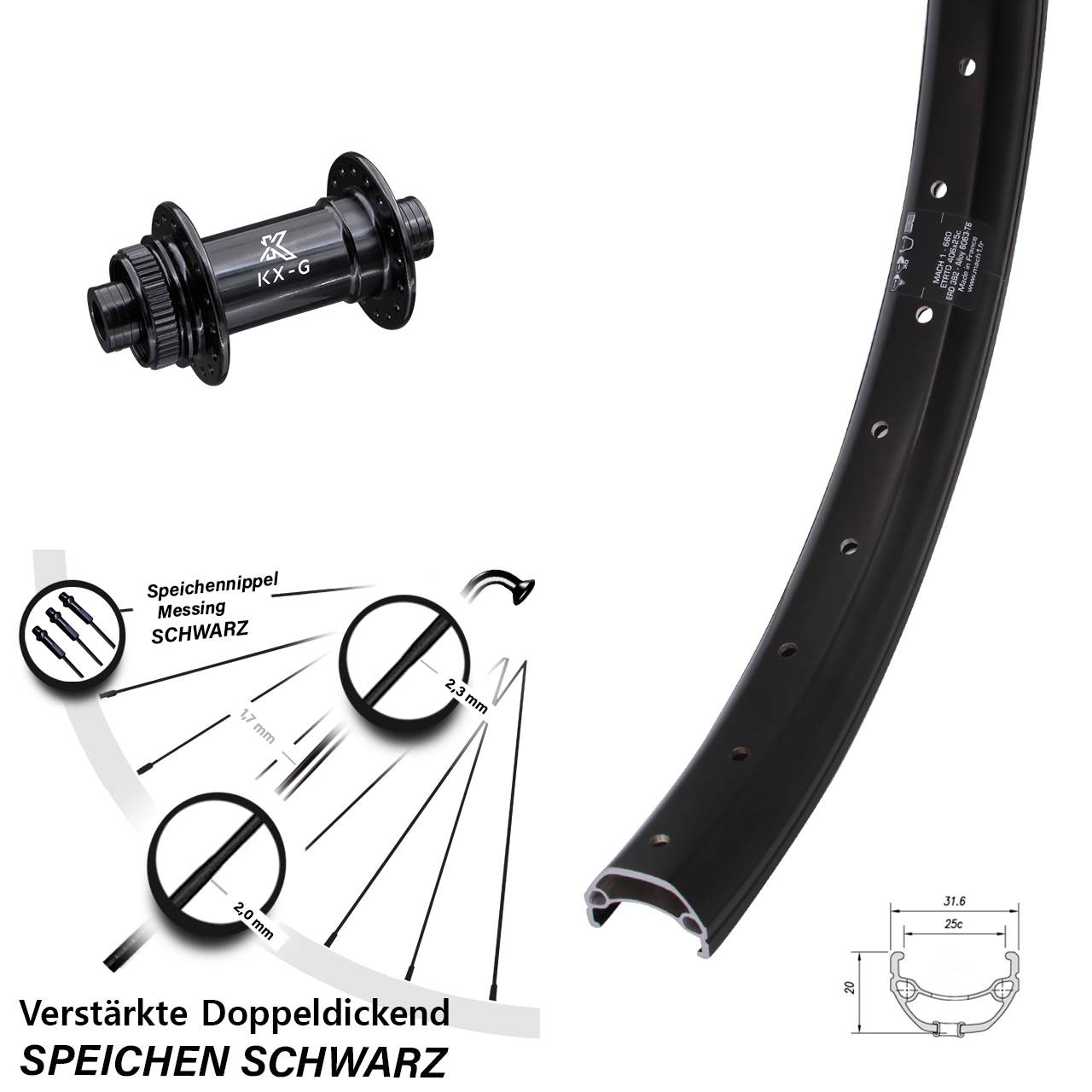 Mach1 Kargo KX-G 20 Zoll Vorderrad Centerlock 15x100