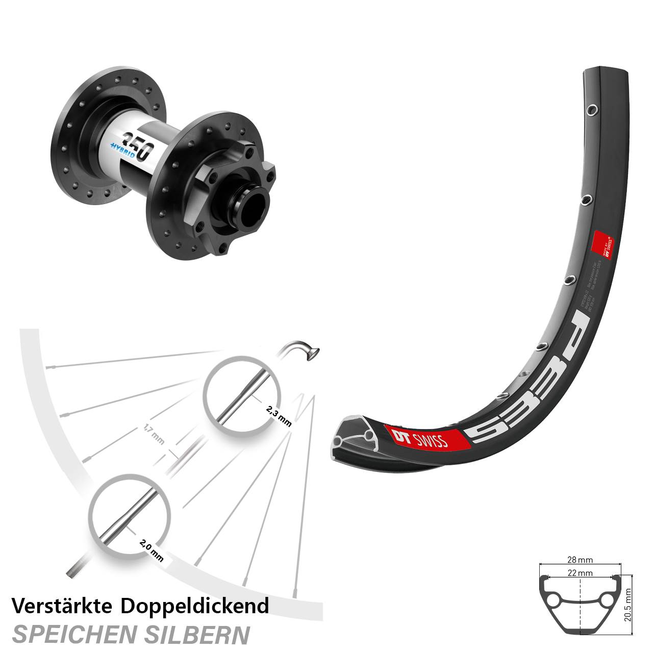 Disc Vorderrad 28-29 Zoll DT Swiss 533 D Hybrid 350 15x100