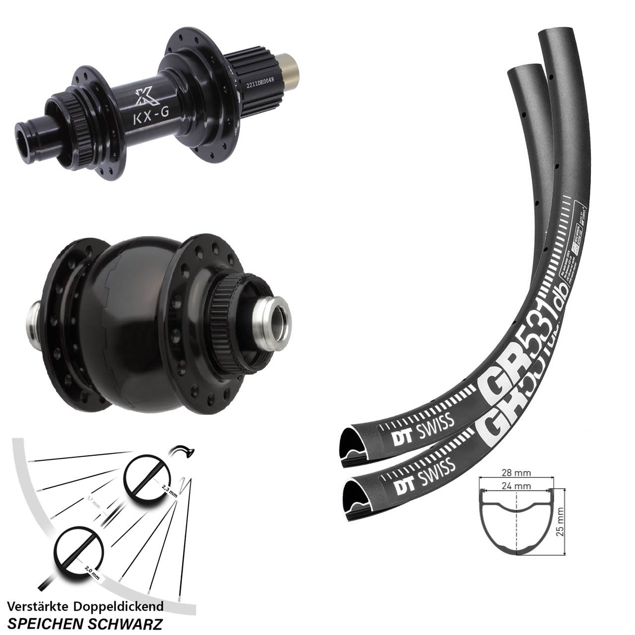 DT Swiss GR 531 KX-G SON delux 28-29 Zoll Laufradsatz Centerlock 12x100/142 Micro Spline