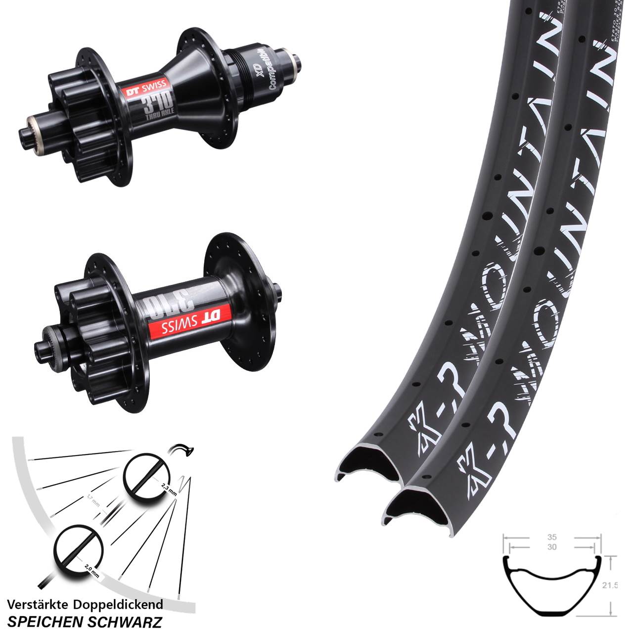 Disc Laufradsatz QR 29 Zoll KX-R Mountain DT Swiss 370 SRAM XD