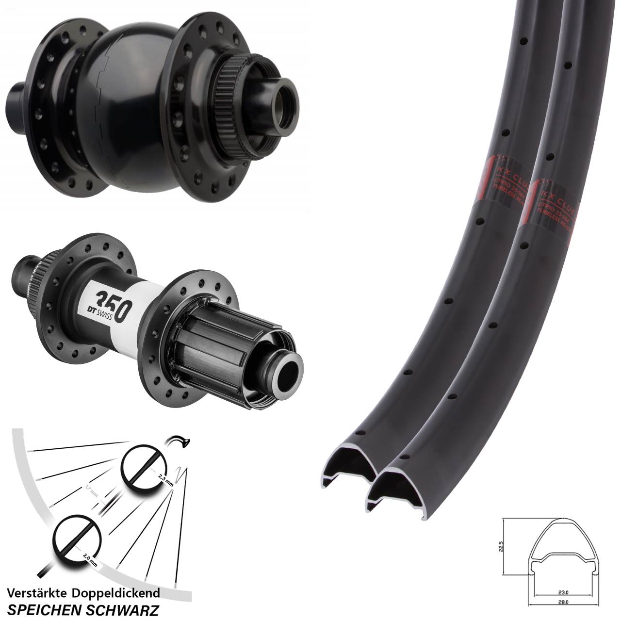 Disc Laufradsatz 15x110 12x148 27,5 Zoll KX Clue DT Swiss 350 SON 28 8-11 fach
