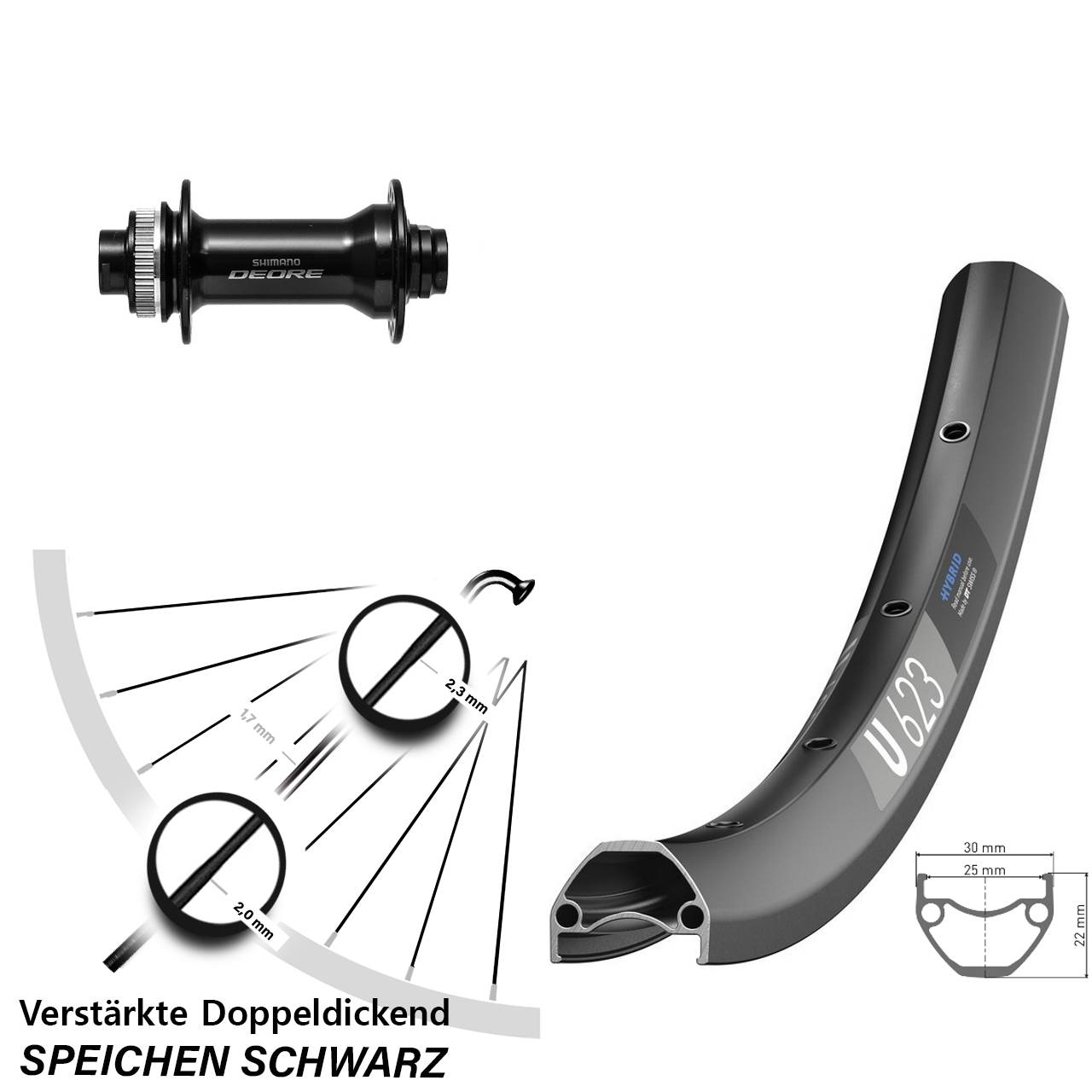 DT Swiss U 623 Shimano Deore HB-M6010 29 Zoll Disc Laufrad 15x110 Boost