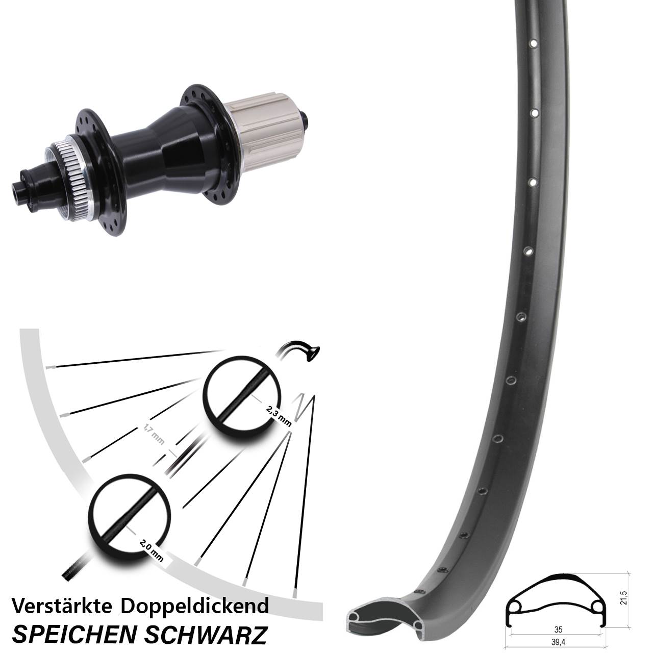 27,5 Zoll Ambrosio E35 Novatec CL135 Disc Laufrad QR 8-12 fach
