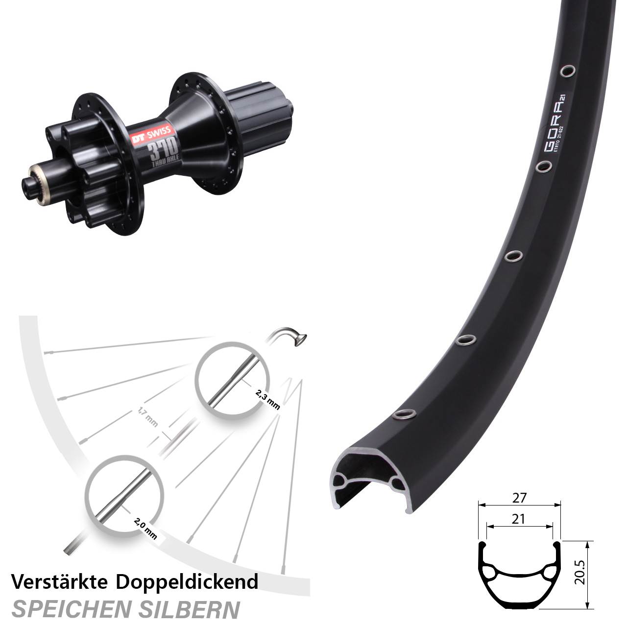 Disc Hinterrad 28 Zoll Gora 21 DT Swiss 370 8-11 fach HG QR