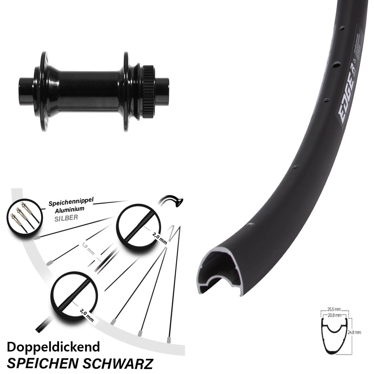 Ryde Edge R25 OS Vorderrad Road Disc 12x100 mm 28 Zoll Formula CL-712