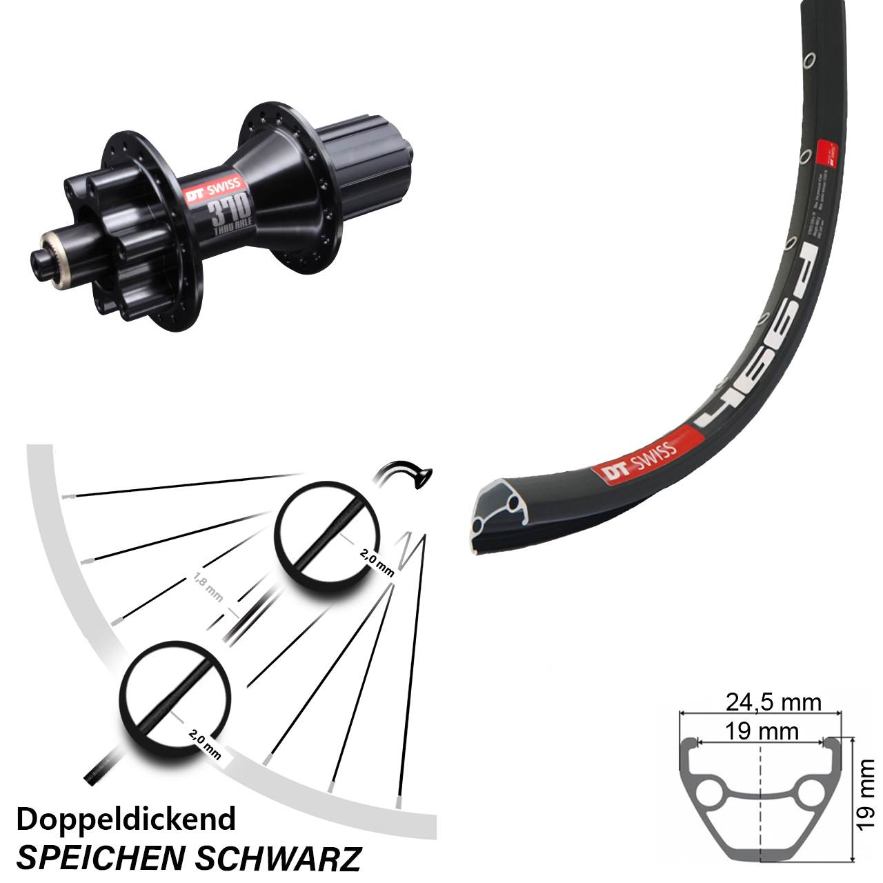 DT Swiss 466d-370 Hybrid 28 Zoll Disc Hinterrad QR 8-11 fach HG