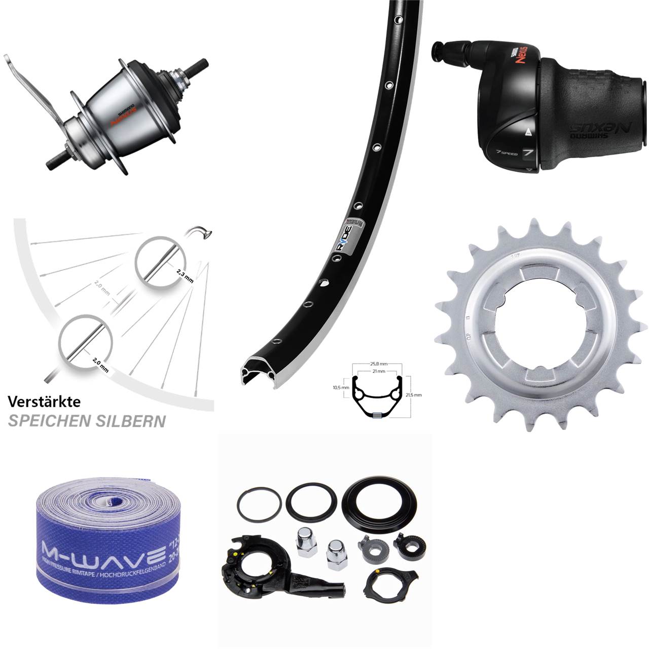 26 Zoll Hinterrad Ryde zac 421 Shimano SG-C3001 7 Gang Rücktritt