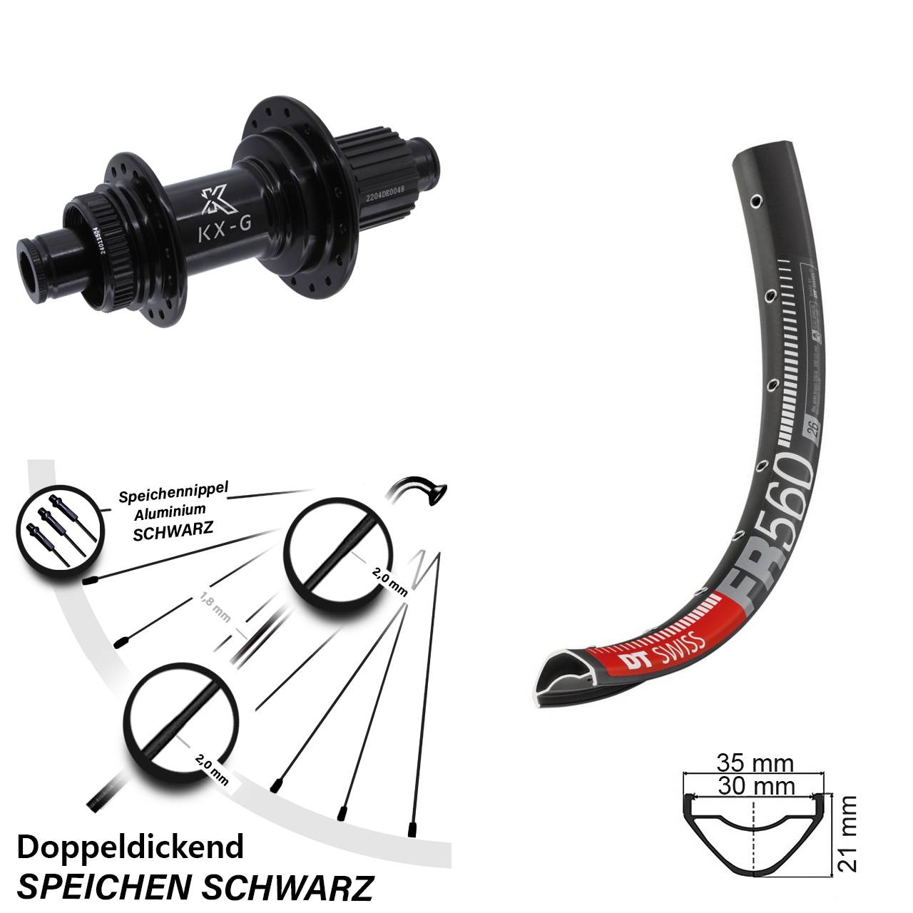 DT Swiss FR 560 26 Zoll Hinterrad KX-GS Micro Spline 12x142