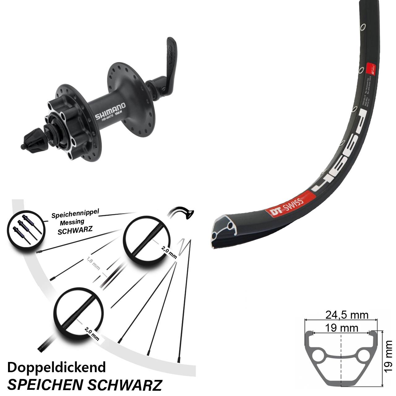 Disc Laufrad für Schnellspanner 28 Zoll DT Swiss 466d Shimano Alivio