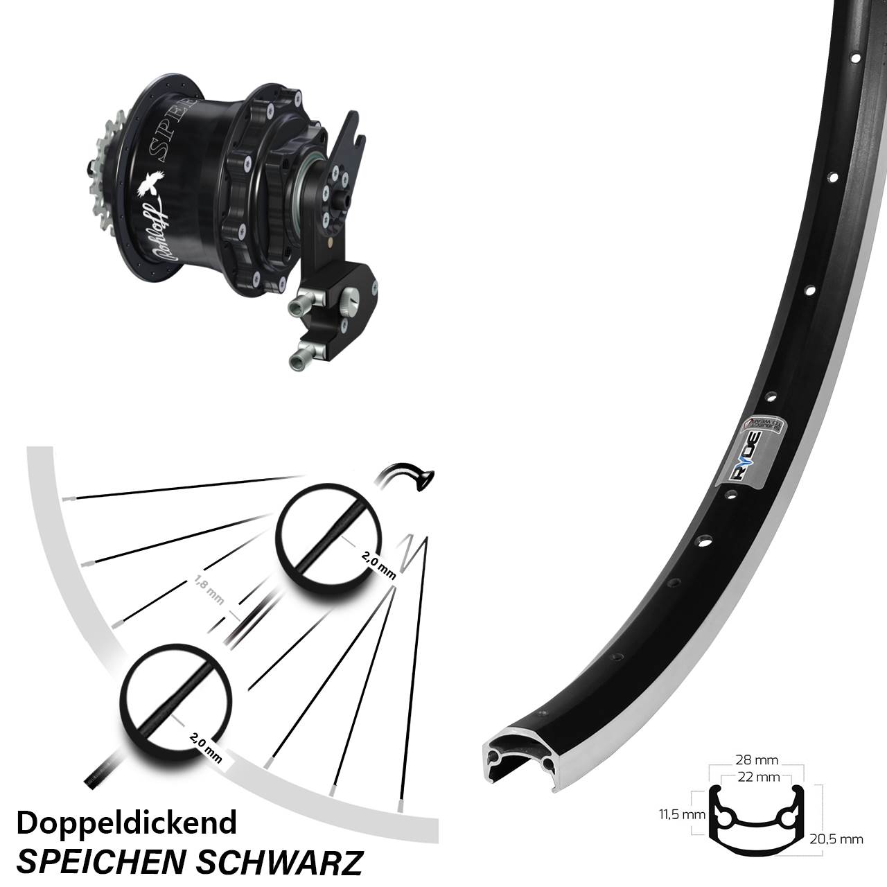 Ryde Andra 35 27,5 Zoll Rohloff Speedhub Hinterrad CC DB OEM2