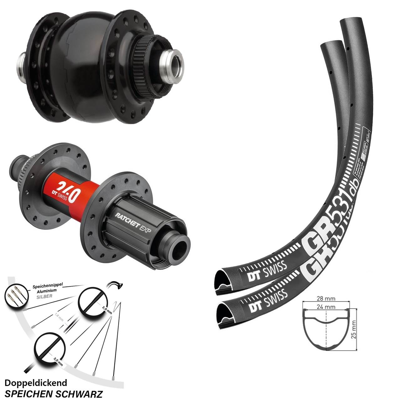 Disc Laufrad-Satz 12x100/142 28-29 Zoll DT Swiss GR531-240 EXP Road SONdelux 11-12 fach HG