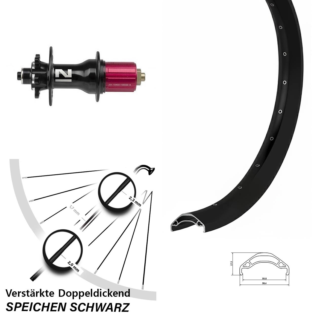 Hinterrad 6-Loch 29 Zoll Ryde Disc 35 Novatec Superlight 8-12 fach HG für Schnellspanner