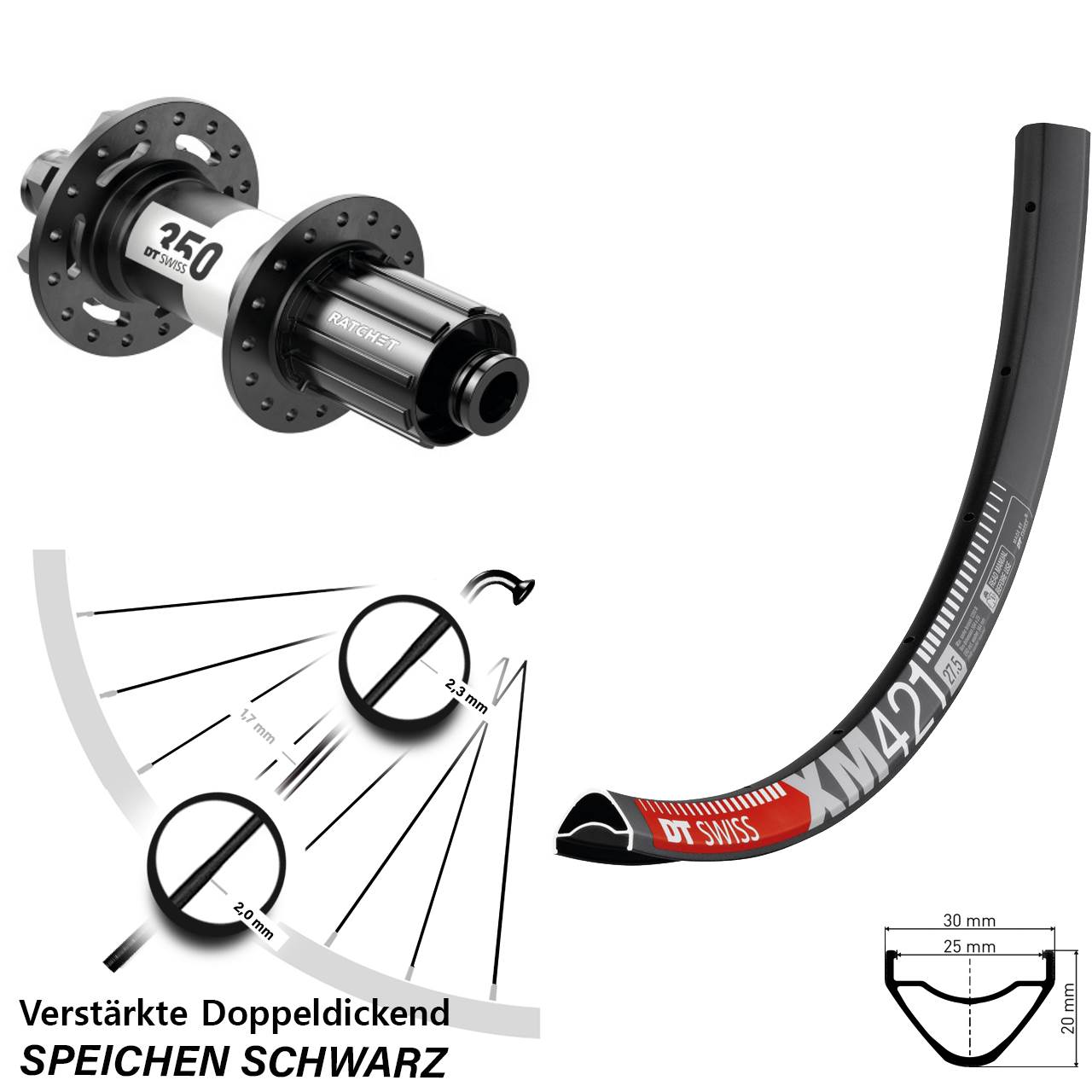 DT Swiss XM421-350 Disc 29 Zoll Laufrad 12x142 8-11 fach HG