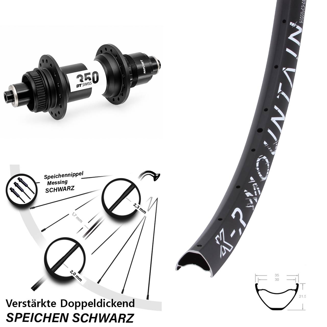 Disc Hinterrad 29 Zoll KX-R Mountain DT Swiss 350 XD 11-12 fach QR