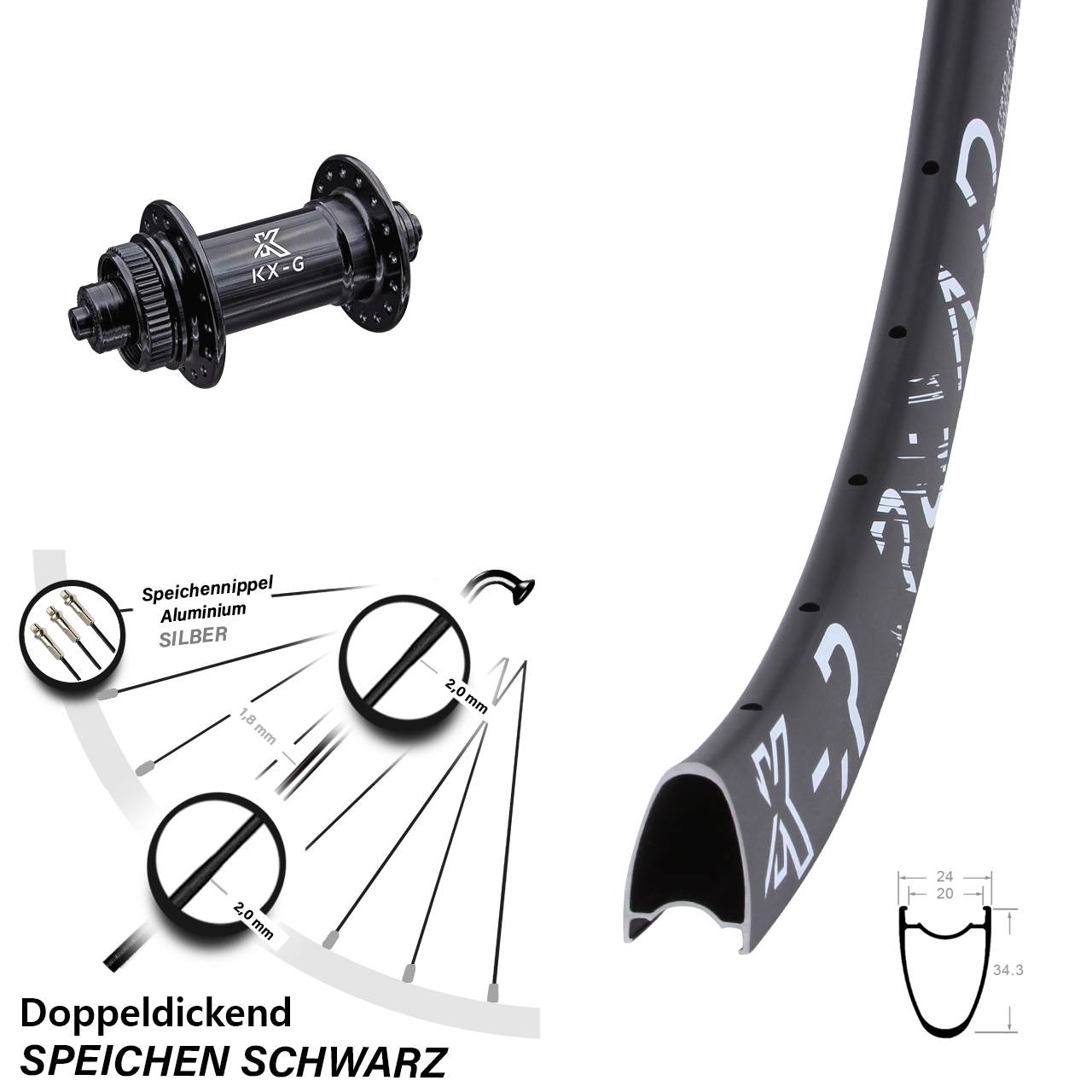 Centerlock Vorderrad 28 Zoll KX-GR Road für Schnellspanner