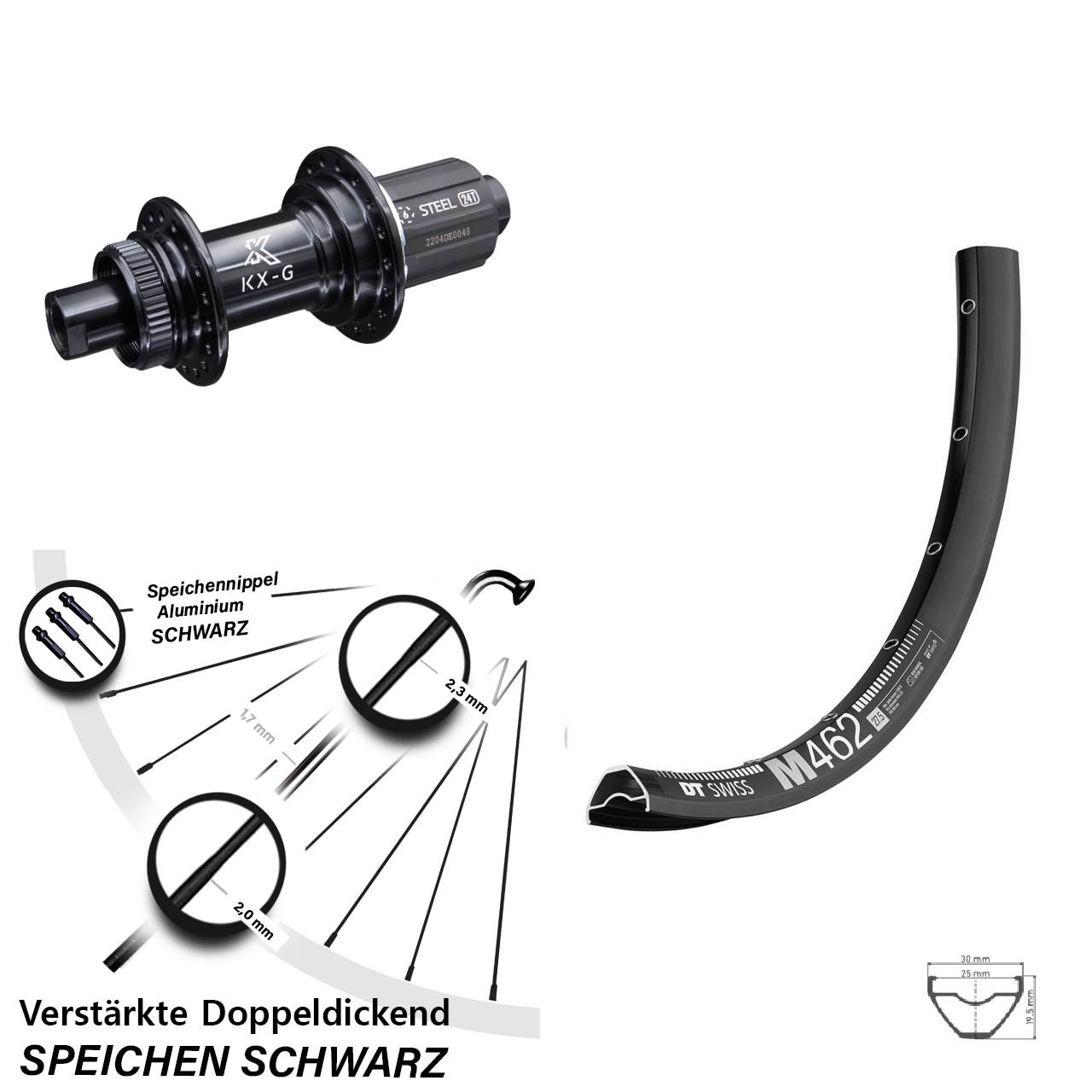 DT Swiss M462 KX-GS verstärkt 650B Hinterrad 12x142 8-12 fach