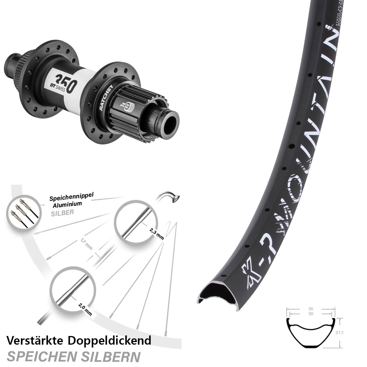 KX-R Mountain DT Swiss 350 29 Zoll Disc Hinterrad 12x142 Shimano Micro Spline