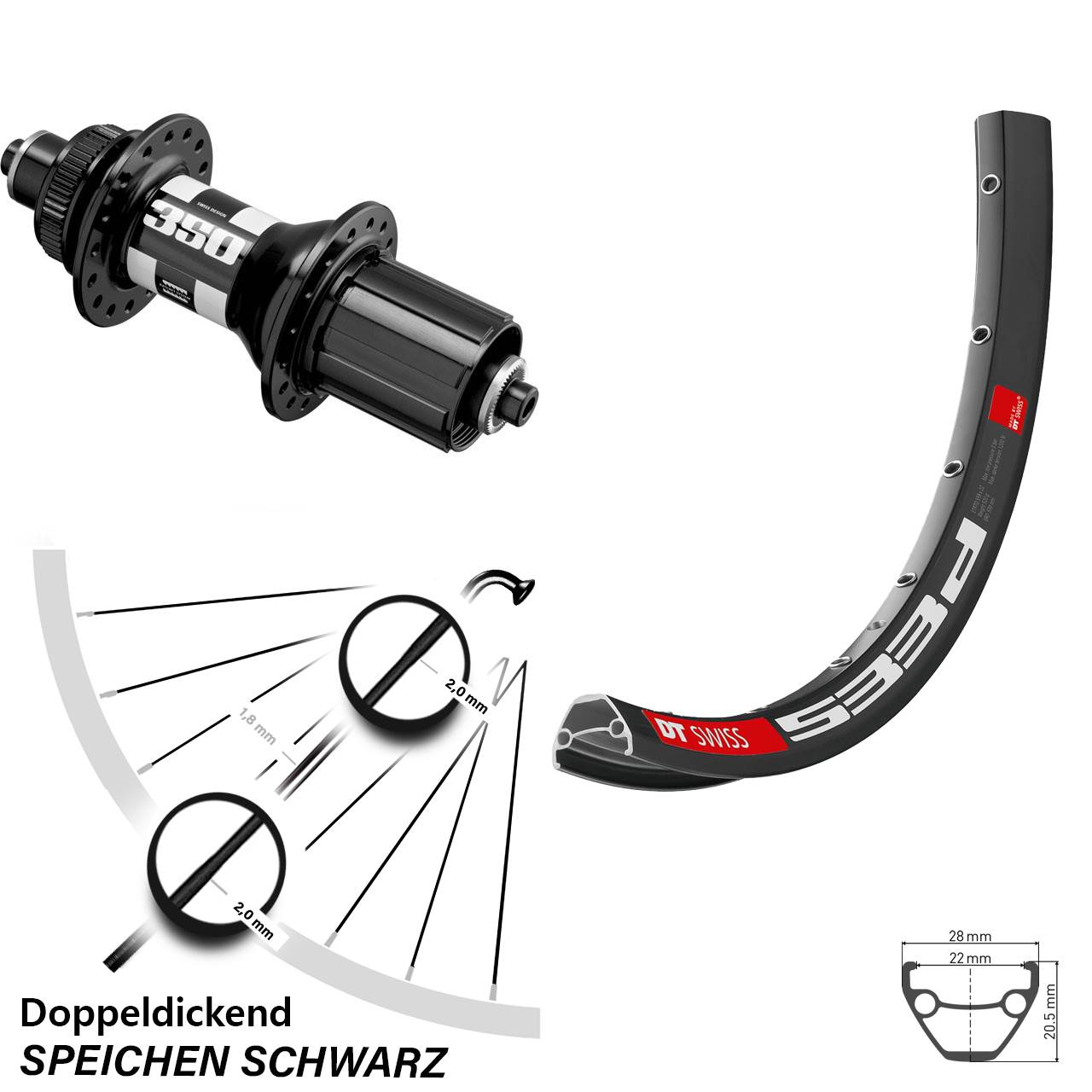 DT Swiss 350-533 D Laufrad 27,5 Zoll Centerlock