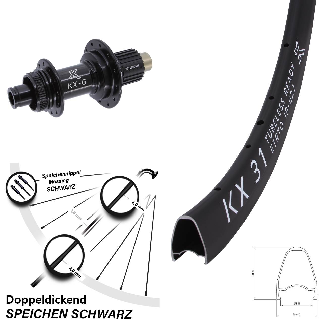 Disc Laufrad 28 Zoll KX31 KX-G Shimano Micro Spline 12x142