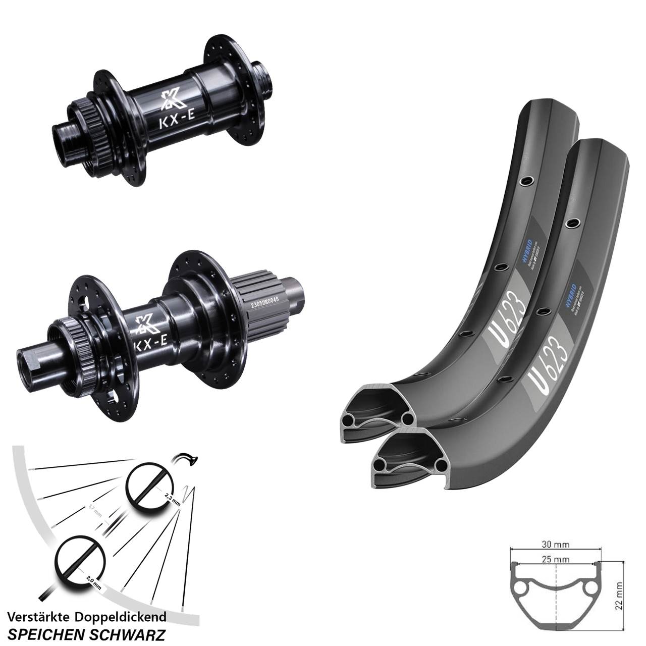 DT Swiss U623 KX-E 4-fach gelagert 29 Zoll Laufradsatz 15x100 12x142 Micro Spline