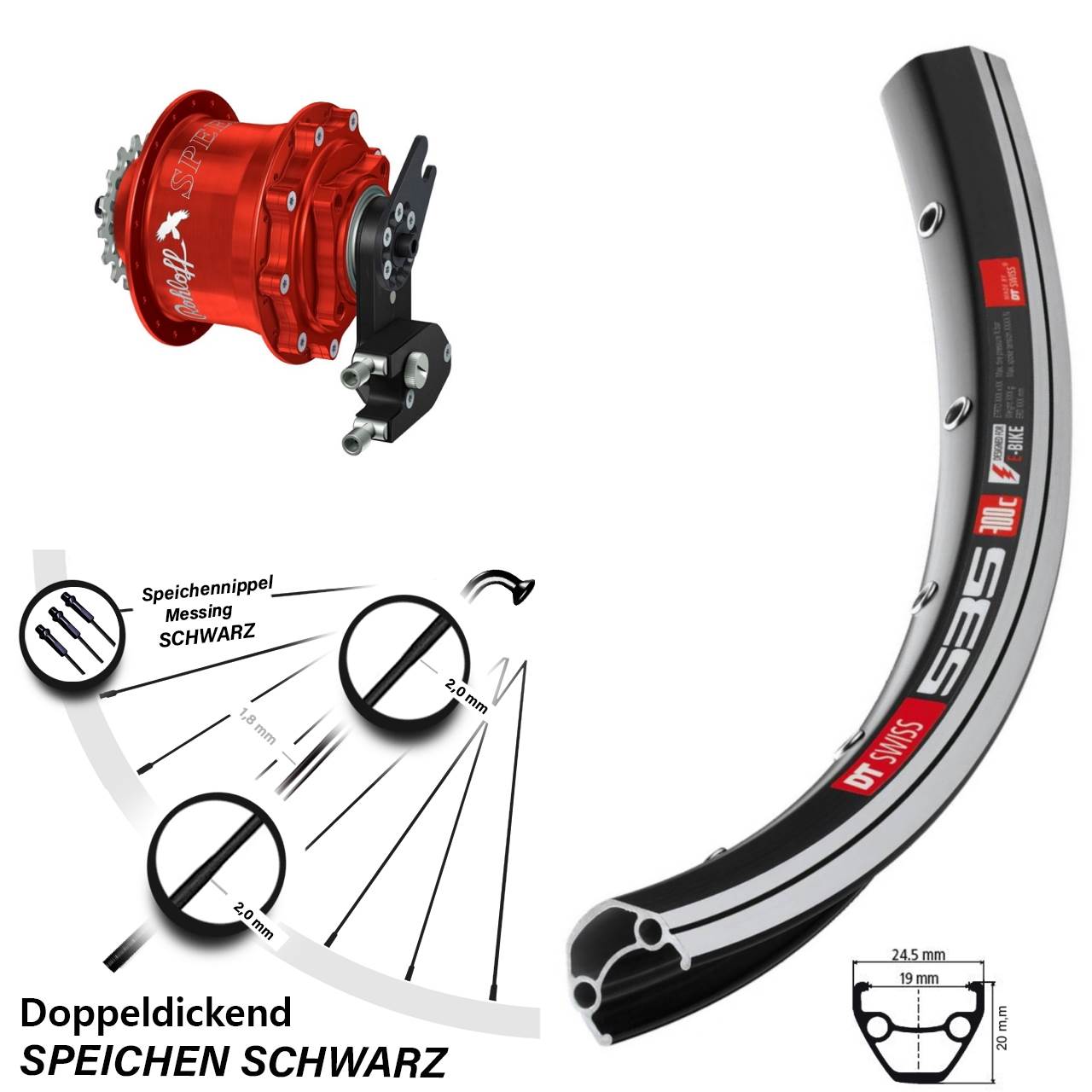 Rohloff Speedhub rot DT Swiss 535 Hinterrad 28 Zoll