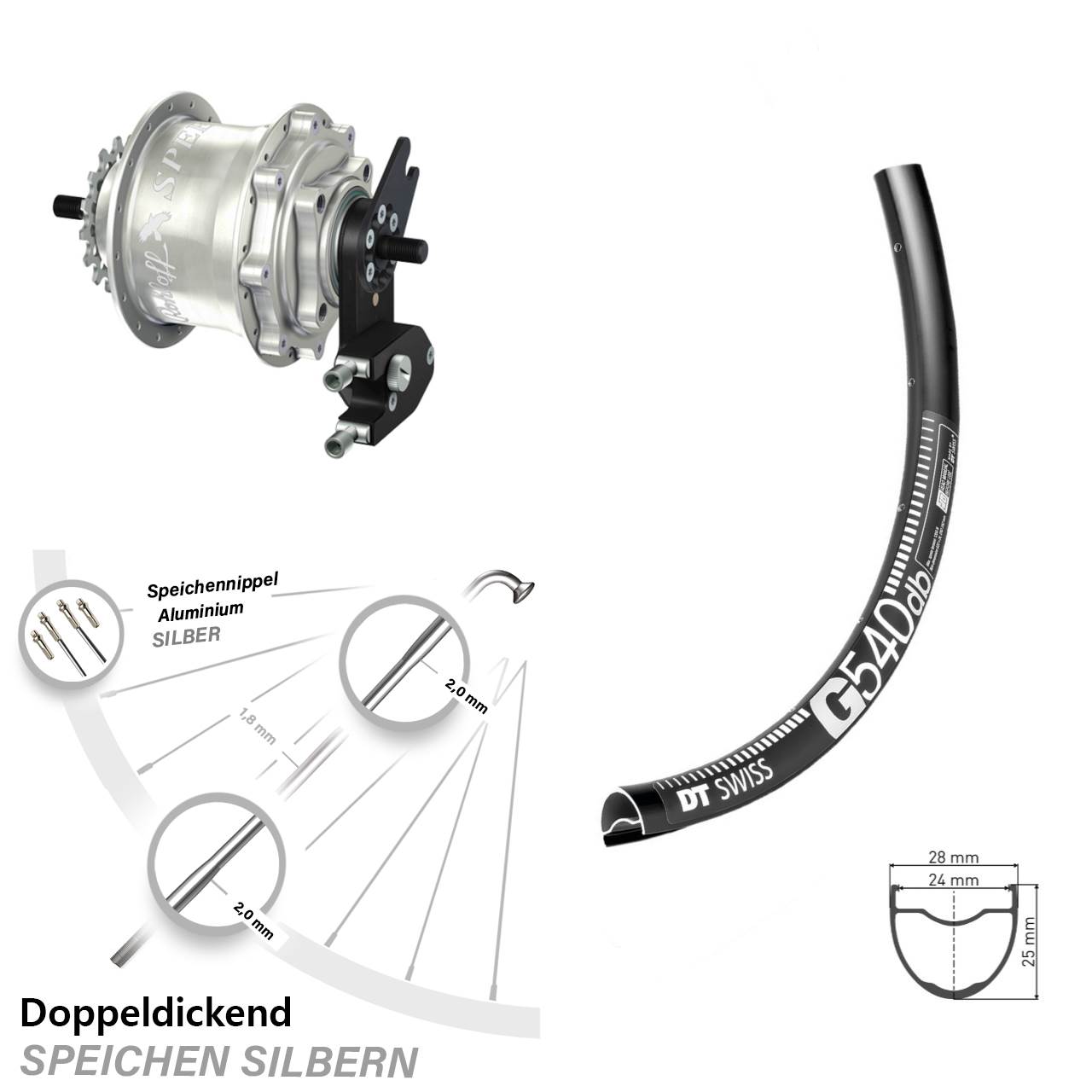 DT Swiss G540 Rohloff Speedhub 500/14 TS DB OEM2 Tandem 27,5 Zoll Disc Hinterrrad