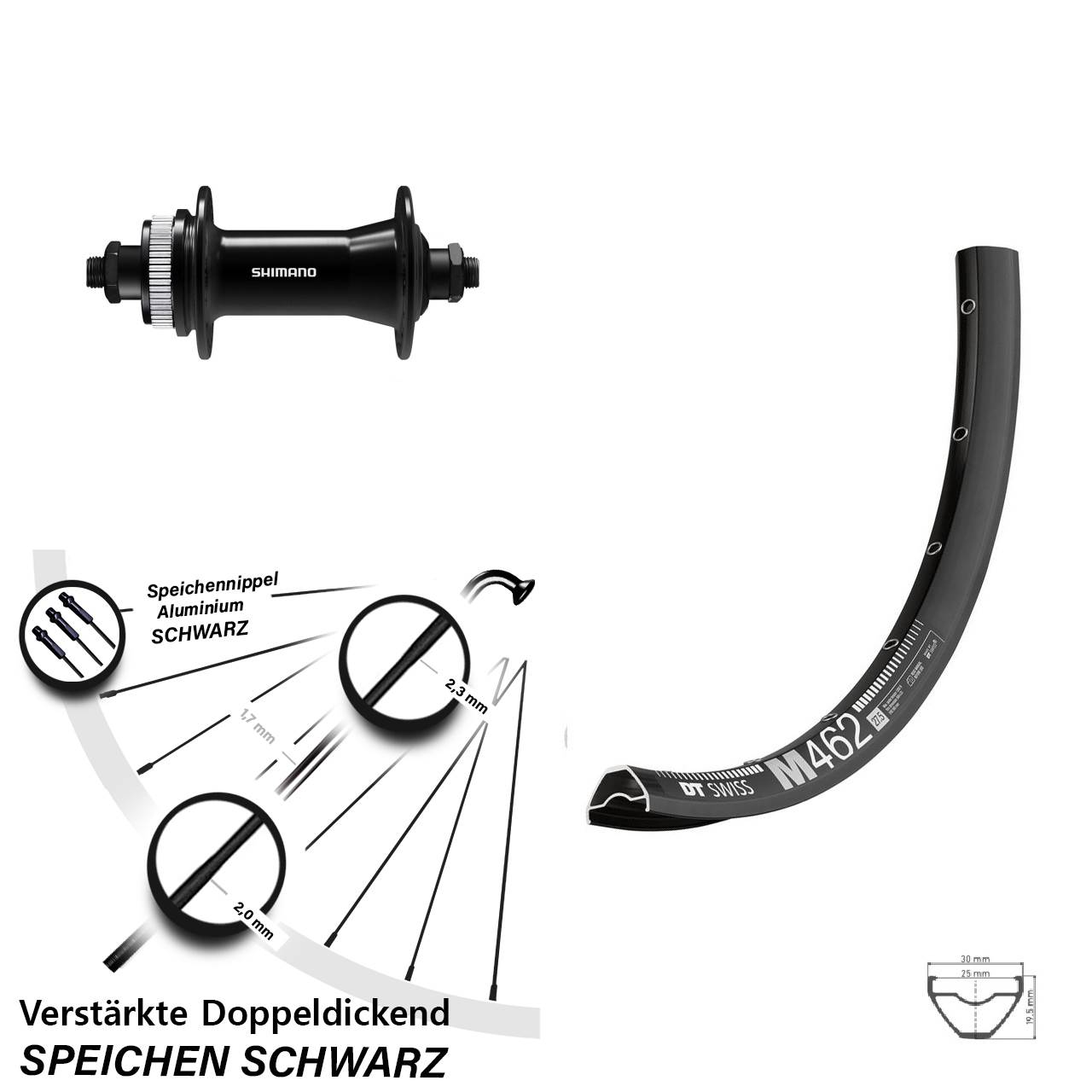 Disc Laufrad QR 27,5 Zoll DT Swiss M462 Shimano HB-QC400