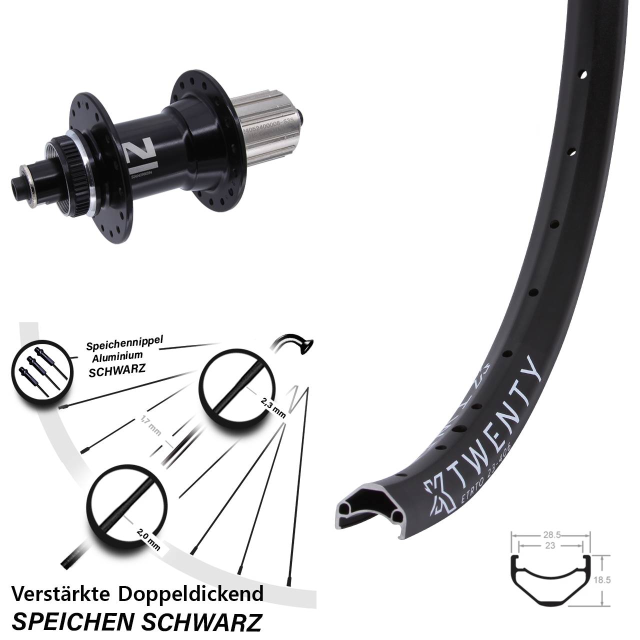 20 Zoll KX Twenty Novatec D042 Hinterrad Centerlock QR 8-12 fach HG