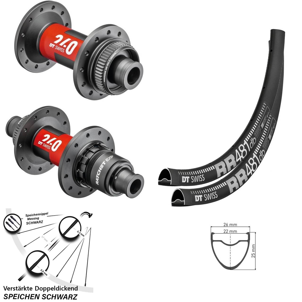 DT Swiss RR481 240 EXP 28 Zoll Disc Laufradsatz 12x100/142 SRAM XDR