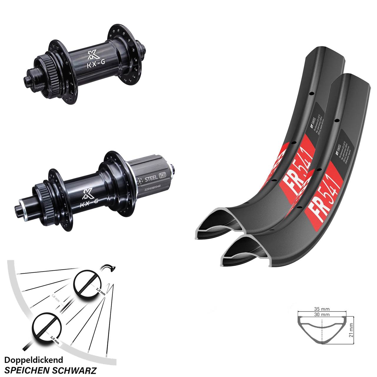 Centerlock Laufradsatz QR 29 Zoll DT Swiss FR 541 KX-G KX-GS Heavy Duty 8-12 fach